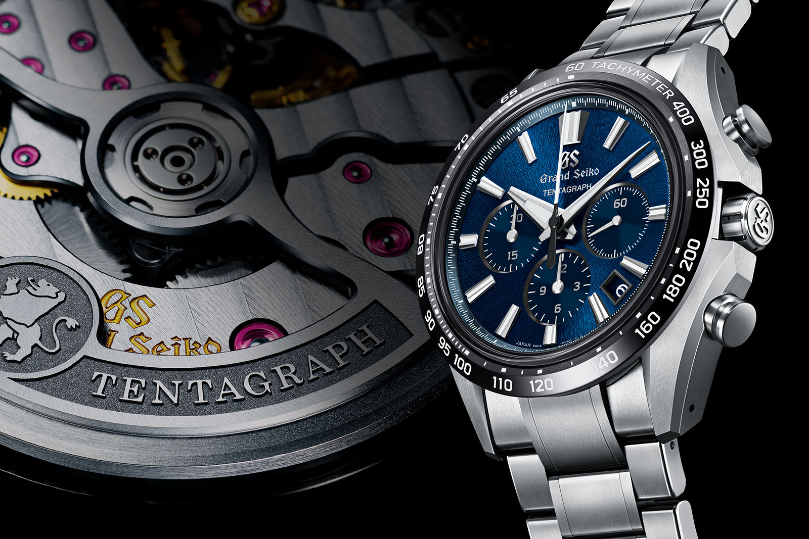Grand Seiko Tentagraph chronograph with blue dial